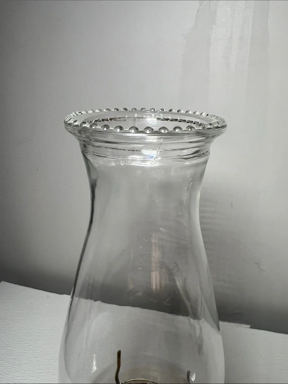 Anchor Hocking Round Diamond Point Glass Oil Kerosene Lamp Vtg 1980's